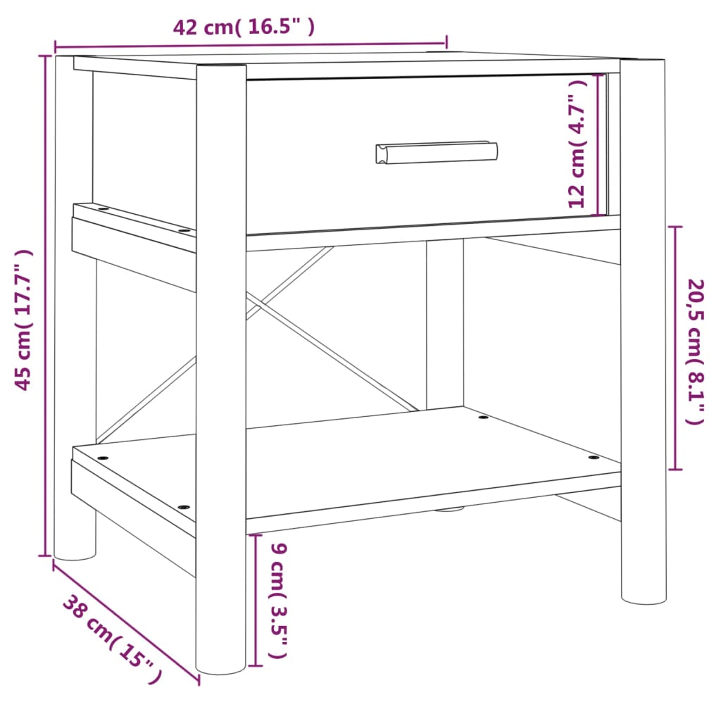 Bedside Tables 2pcs Black 42x38x45 cm Engineered Wood