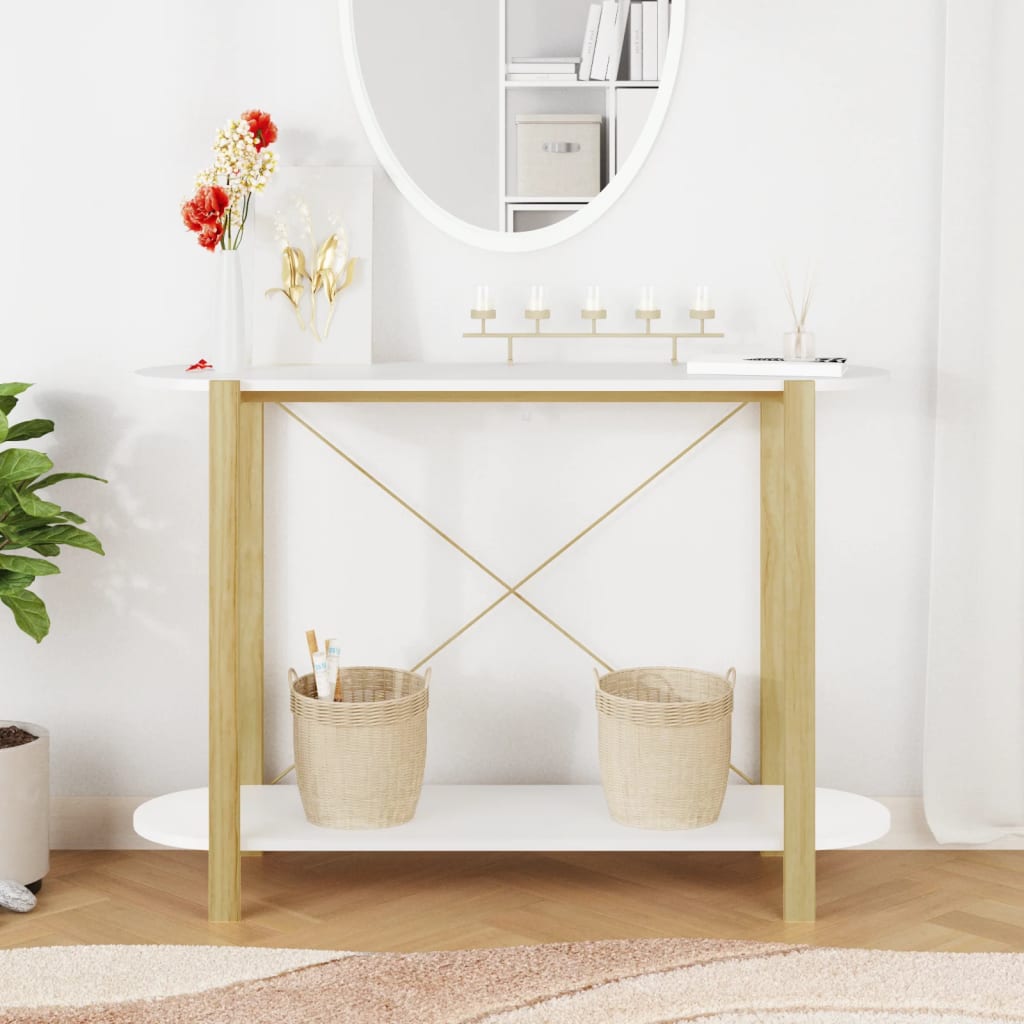 Console Table White 110x38x75 cm Engineered Wood