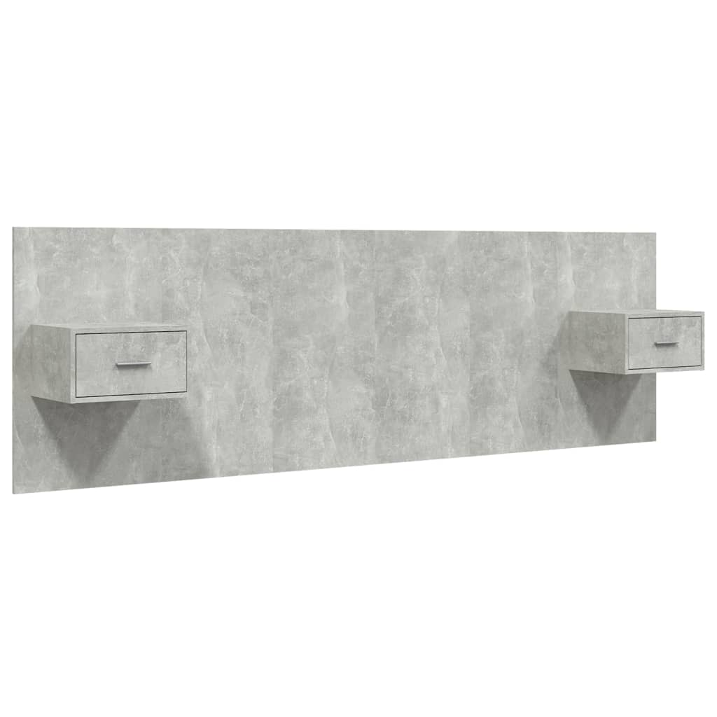 Bed Headboard with Cabinets Concrete Grey Engineered Wood