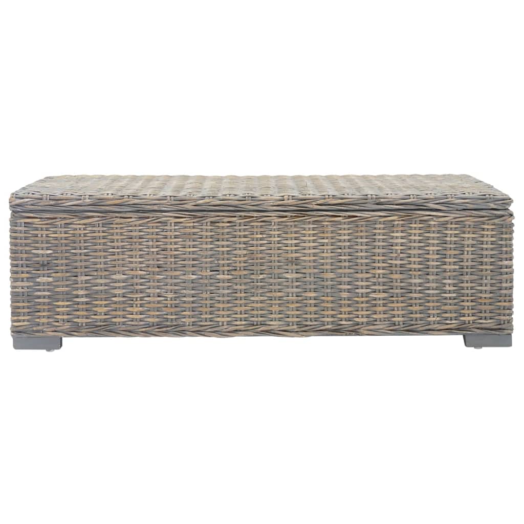 Storage Box Grey 110 cm Natural Kubu Rattan & Solid Wood Mango