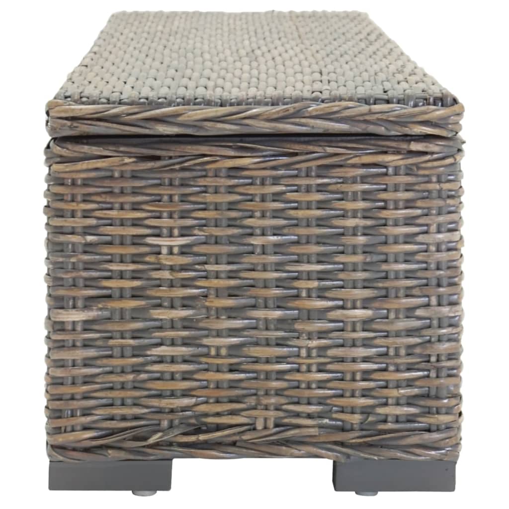 Storage Box Grey 110 cm Natural Kubu Rattan & Solid Wood Mango