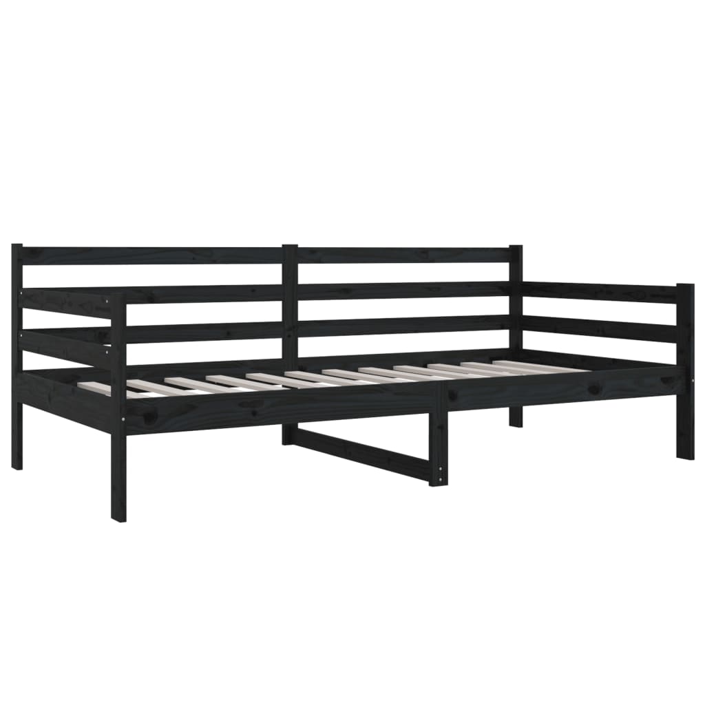 Day Bed Black 92x187 cm Single Size Solid Wood Pine