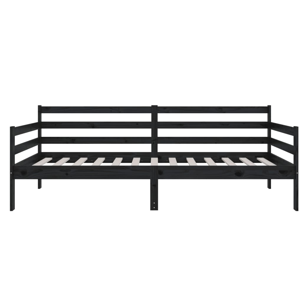 Day Bed Black 92x187 cm Single Size Solid Wood Pine