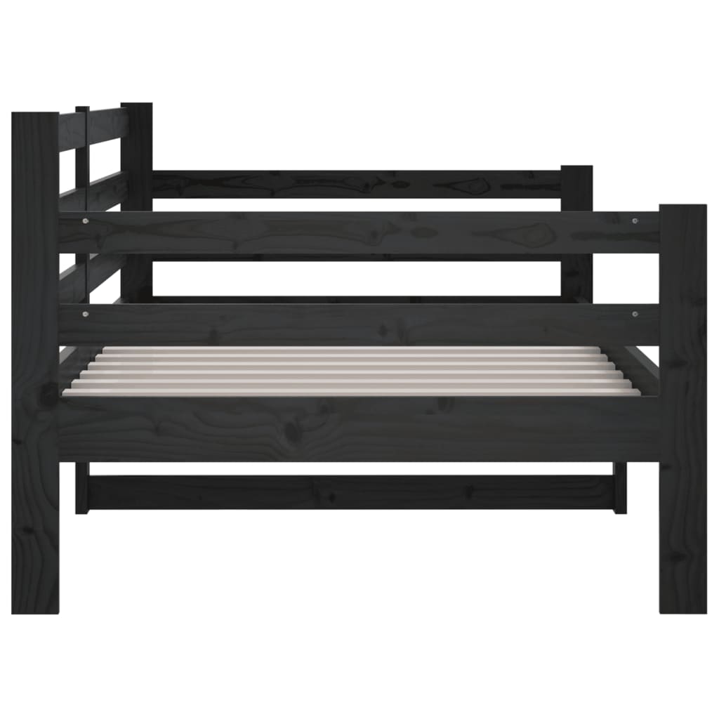 Day Bed Black 92x187 cm Single Size Solid Wood Pine