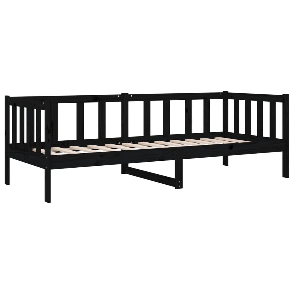 Day Bed Black 92x187 cm Single Size Solid Wood Pine