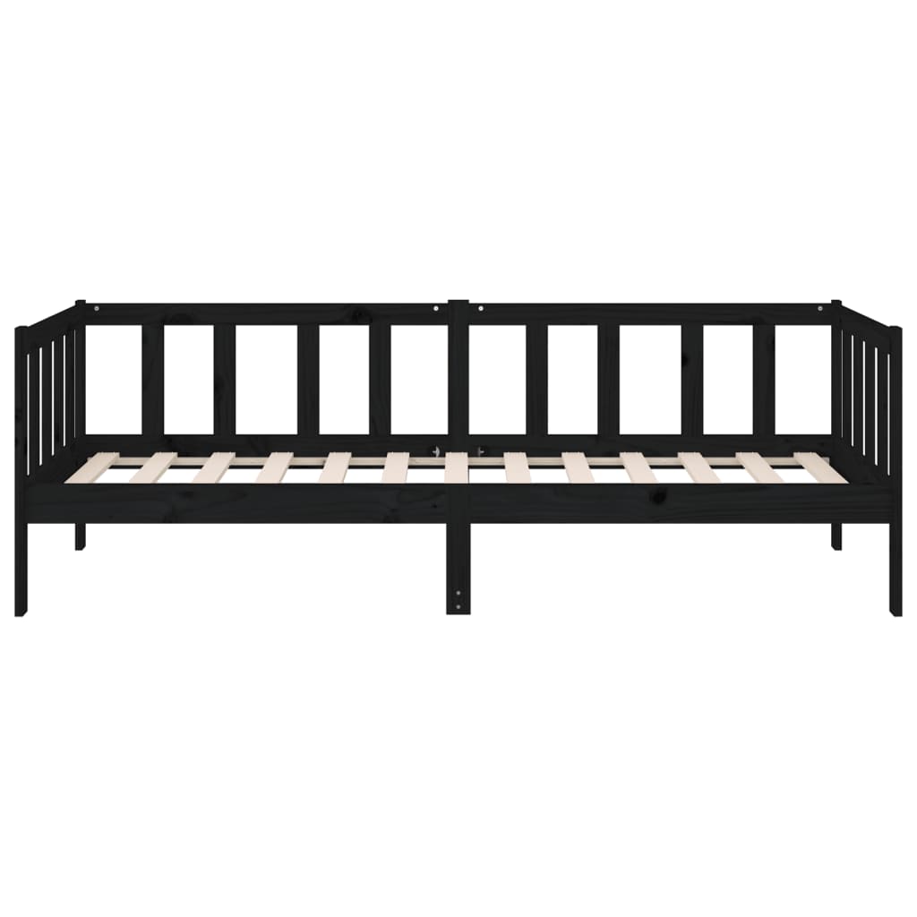 Day Bed Black 92x187 cm Single Size Solid Wood Pine