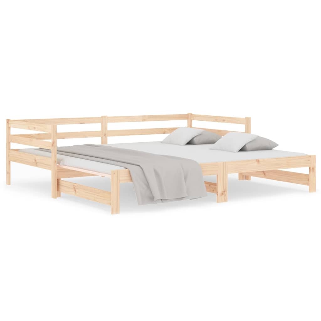 Pull-out Day Bed 2x(92x187) cm Single Size Solid Wood Pine