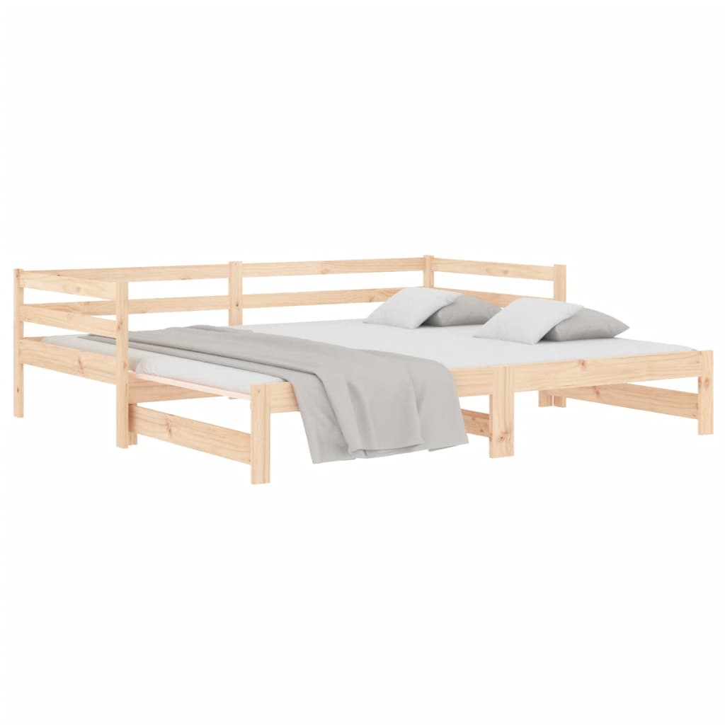 Pull-out Day Bed 2x(92x187) cm Single Size Solid Wood Pine