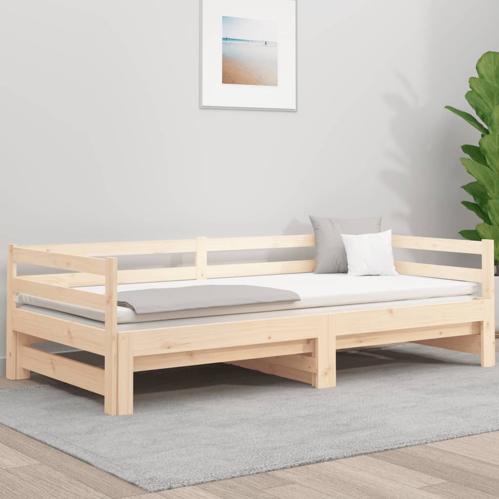 Pull-out Day Bed 2x(92x187) cm Single Size Solid Wood Pine