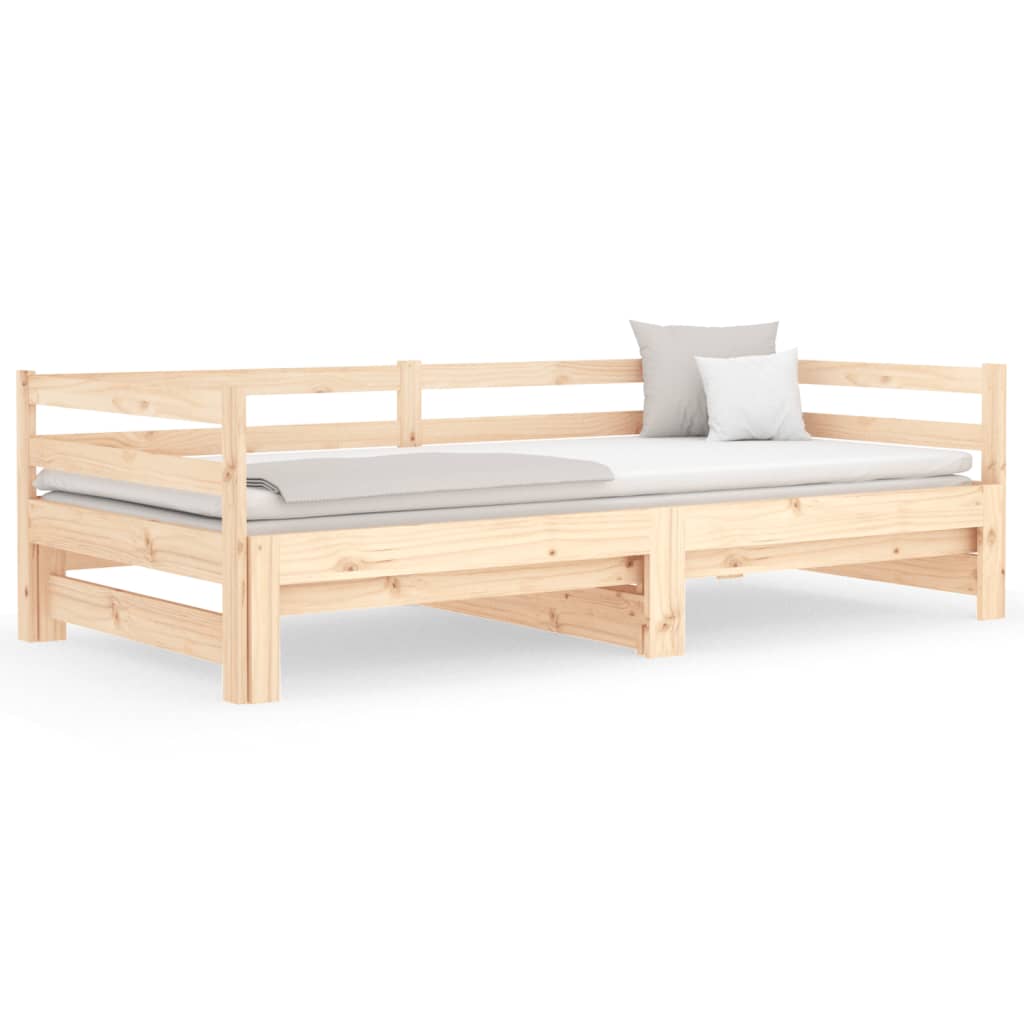 Pull-out Day Bed 2x(92x187) cm Single Size Solid Wood Pine