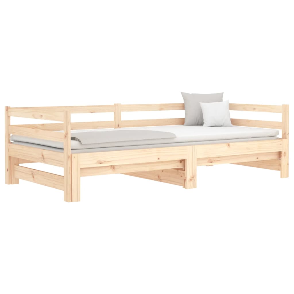 Pull-out Day Bed 2x(92x187) cm Single Size Solid Wood Pine