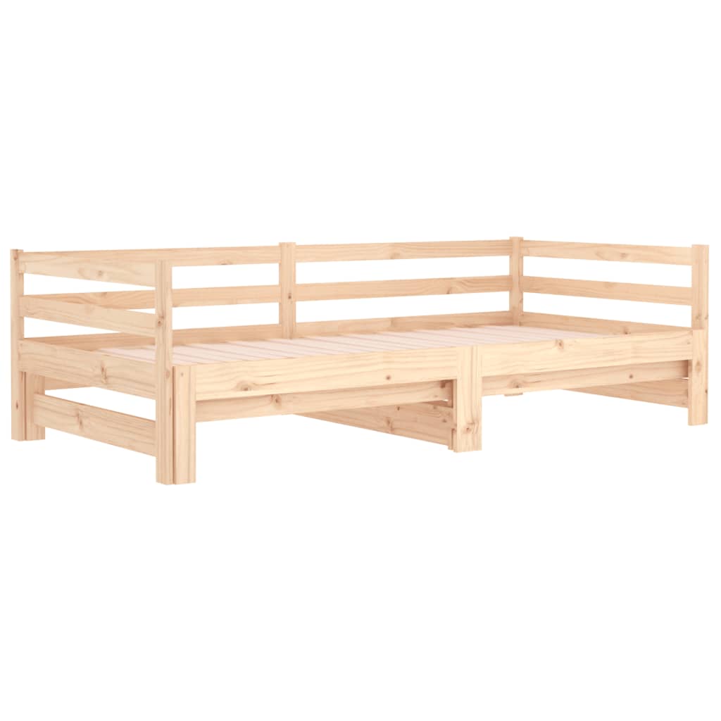 Pull-out Day Bed 2x(92x187) cm Single Size Solid Wood Pine