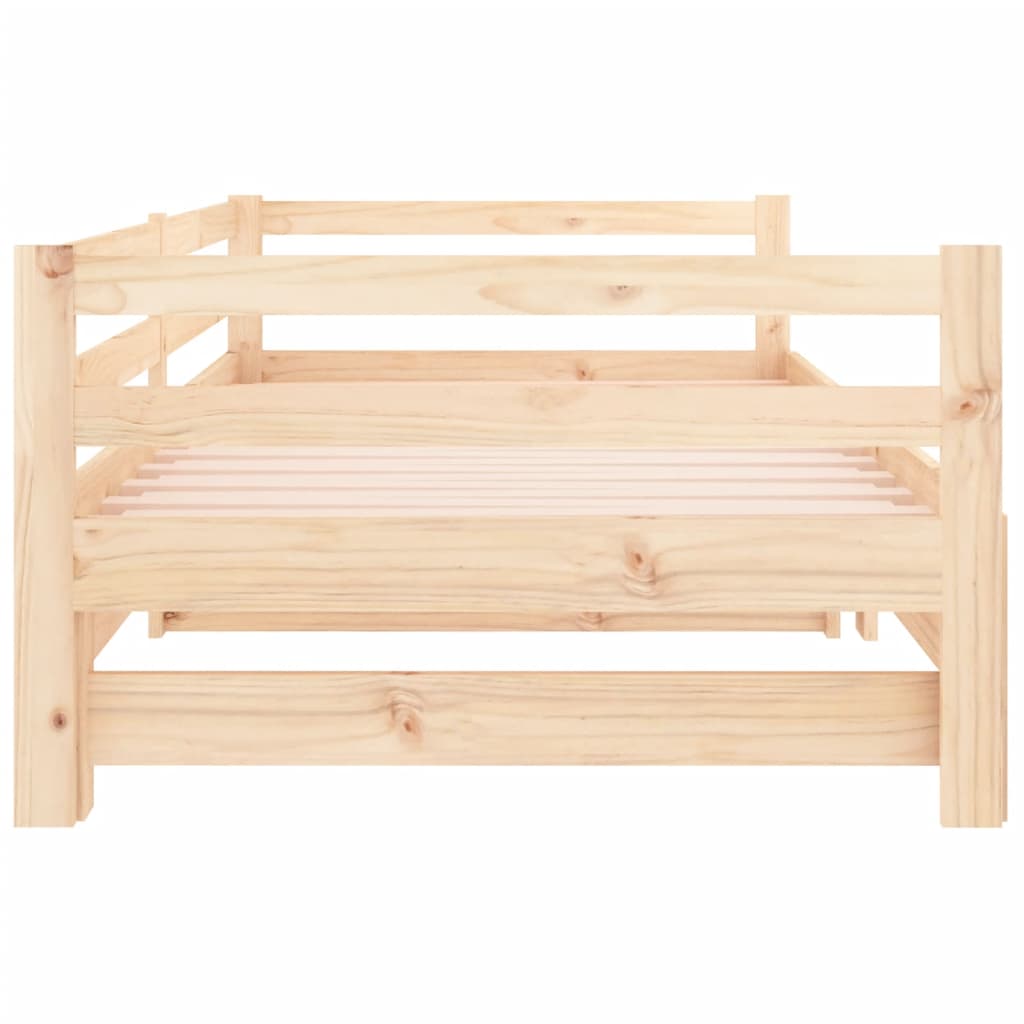 Pull-out Day Bed 2x(92x187) cm Single Size Solid Wood Pine