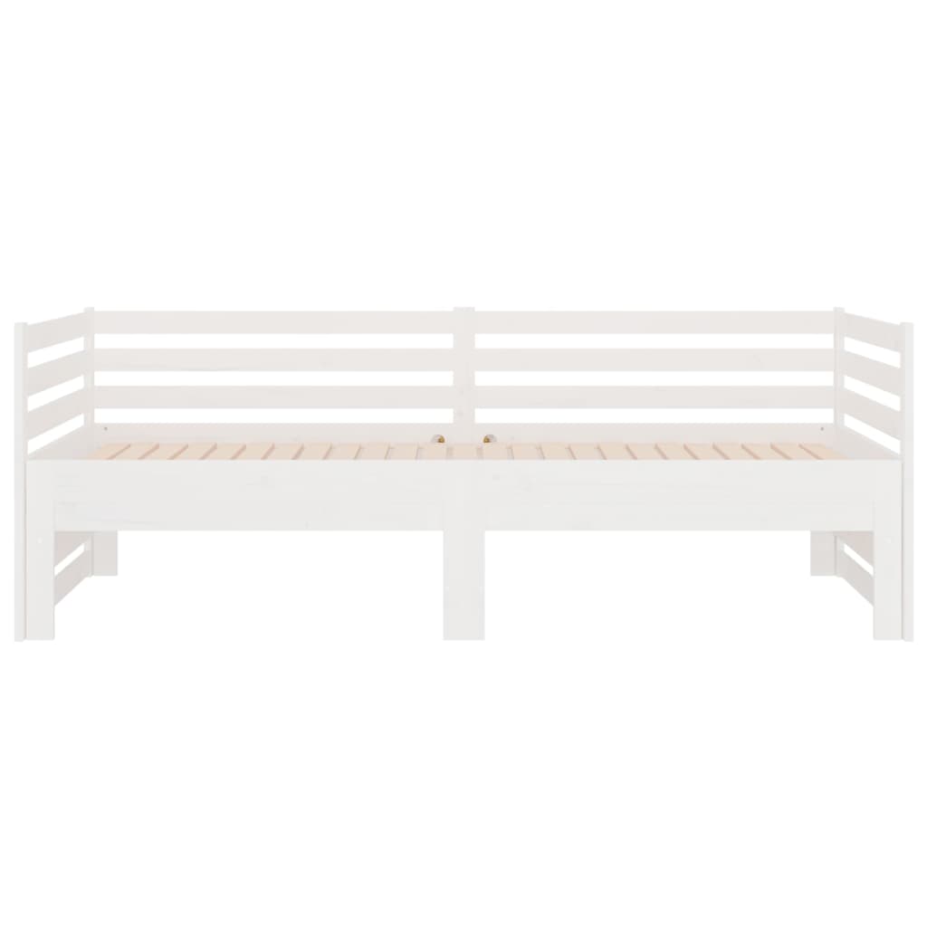 Pull-out Day Bed White 2x(92x187) cm Single Size Solid Wood Pine