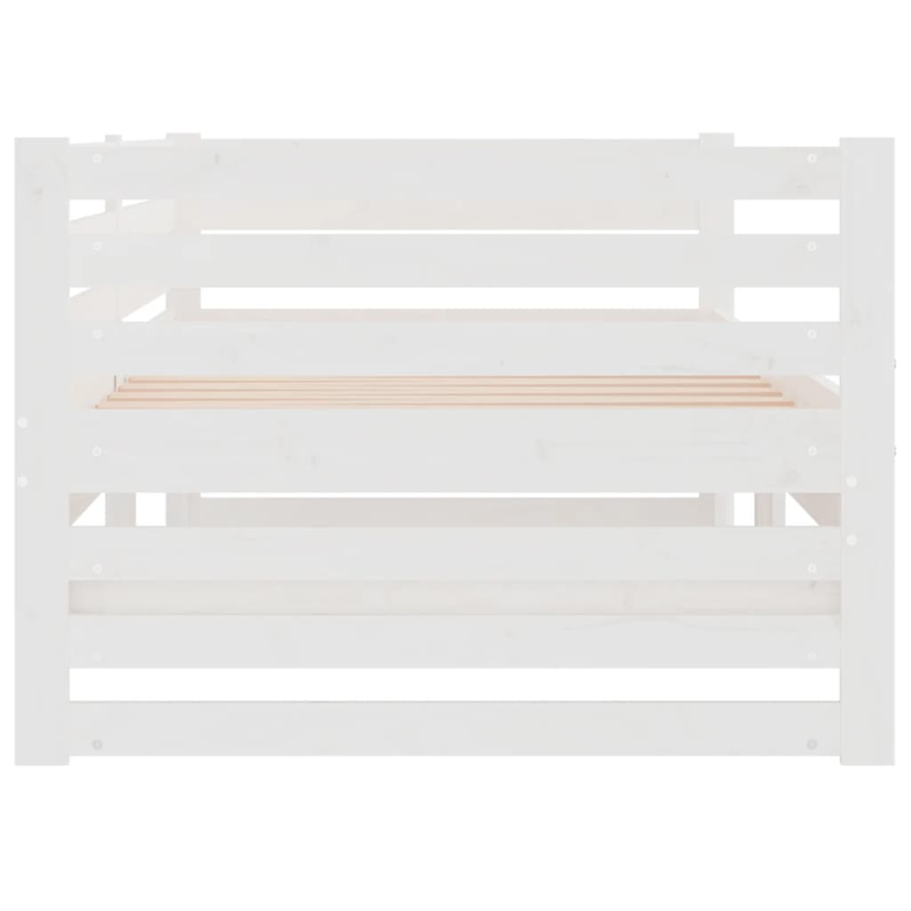 Pull-out Day Bed White 2x(92x187) cm Single Size Solid Wood Pine