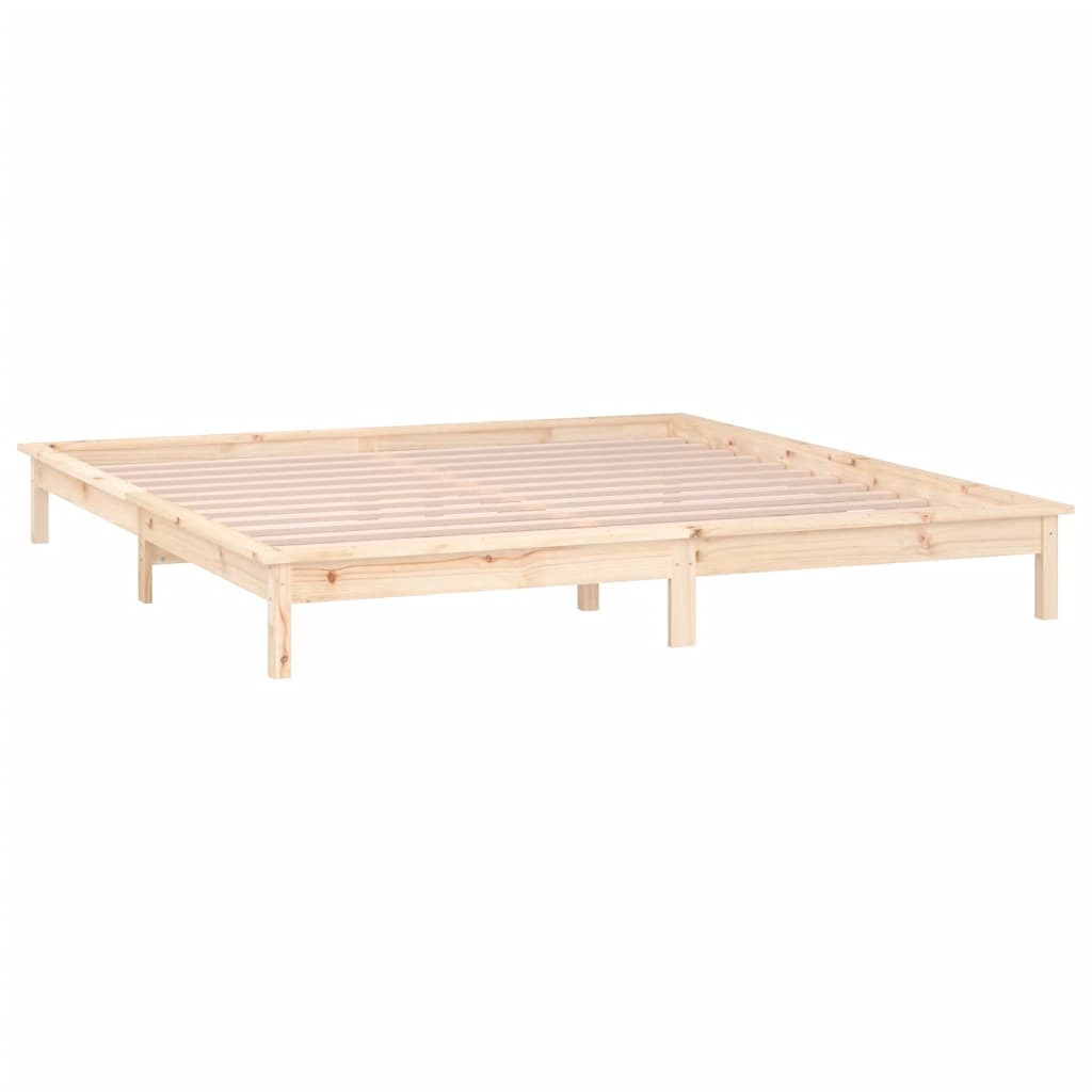 LED Bed Frame 153x203 cm Queen Size Solid Wood