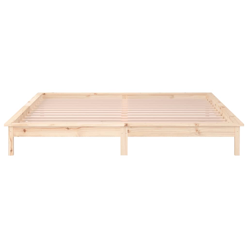 LED Bed Frame 153x203 cm Queen Size Solid Wood