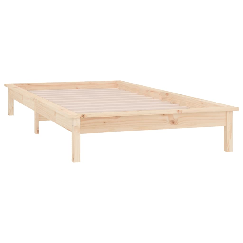 LED Bed Frame 92x187 cm Single Size Solid Wood