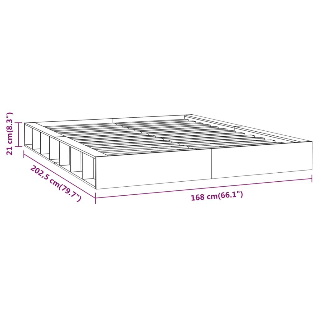 Bed Frame White 153x203 cm Queen Size Solid Wood