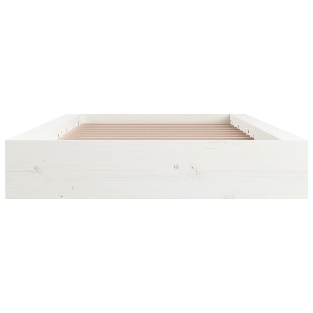 Bed Frame White 137x187 cm Double Size Solid Wood