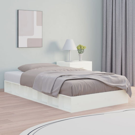 Bed Frame White 137x187 cm Double Size Solid Wood