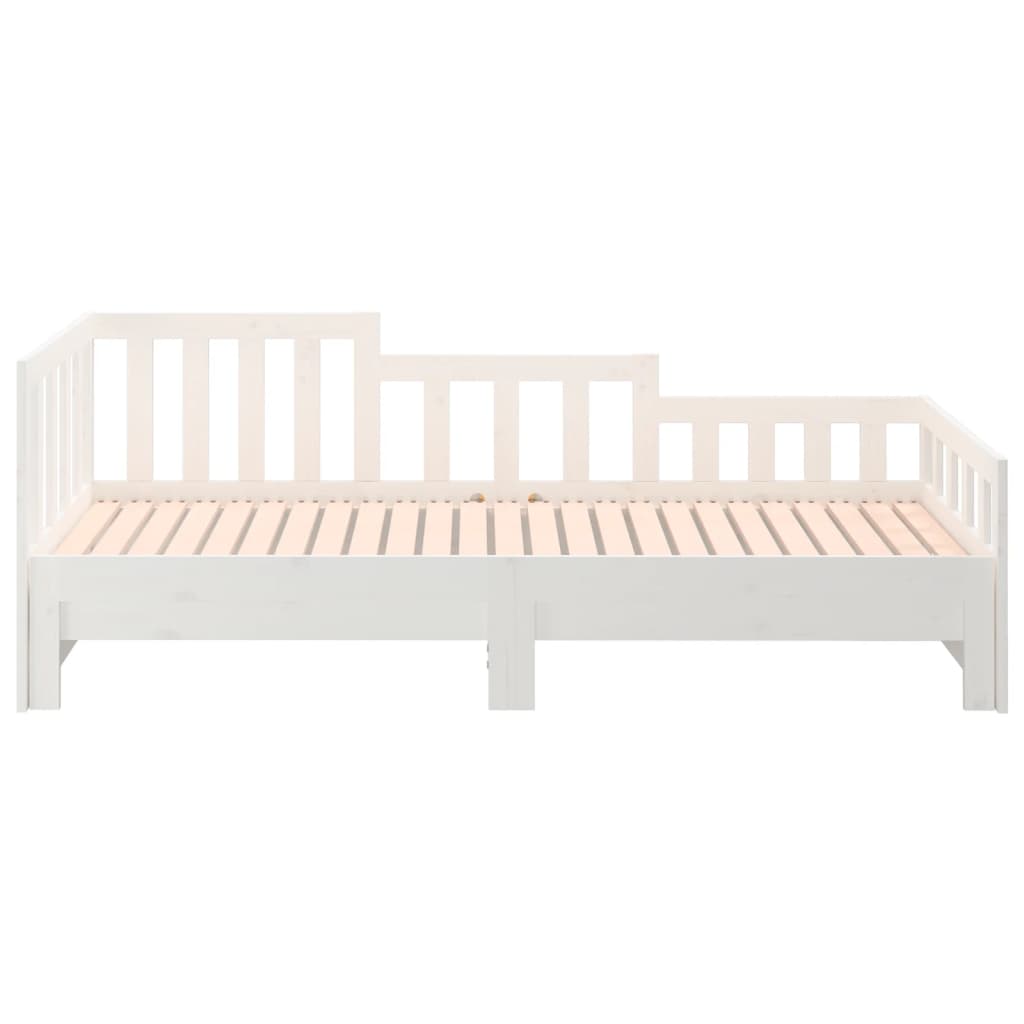 Pull-out Day Bed White 2x(92x187) cm Single Size Solid Wood Pine