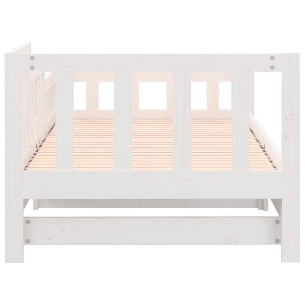 Pull-out Day Bed White 2x(92x187) cm Single Size Solid Wood Pine