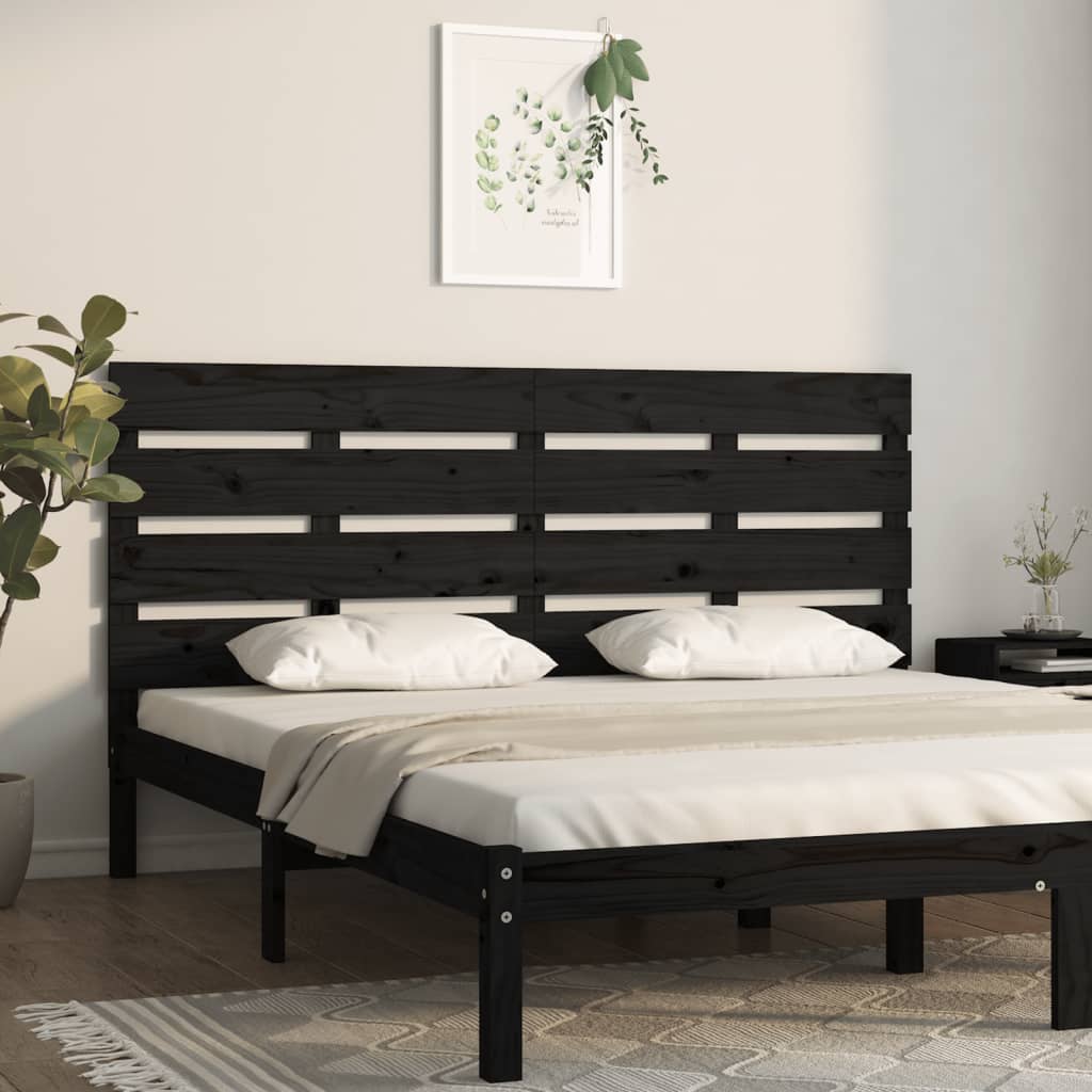 Headboard Black 150x3x80 cm Solid Wood Pine