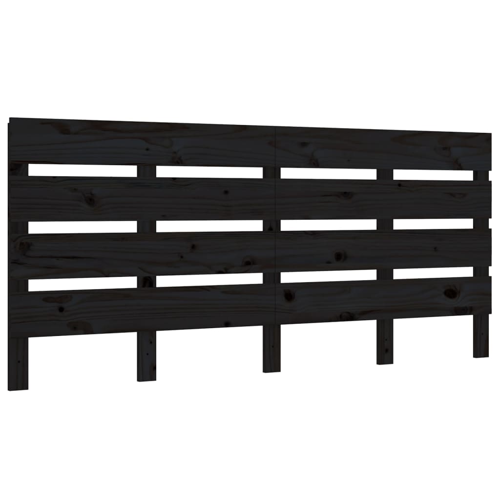 Headboard Black 180x3x80 cm Solid Wood Pine