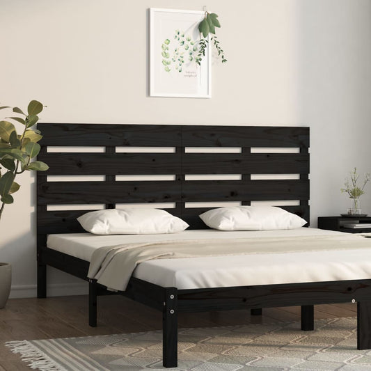 Headboard Black 180x3x80 cm Solid Wood Pine