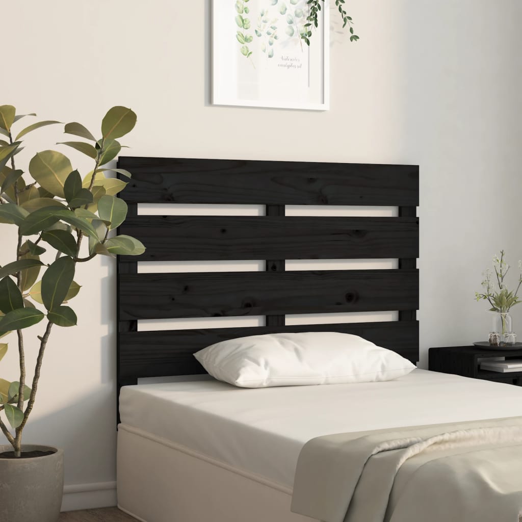 Headboard Black 75x3x80 cm Solid Wood Pine