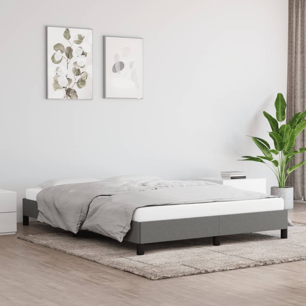 Bed Frame Dark Grey 153x203 cm Queen Size Fabric