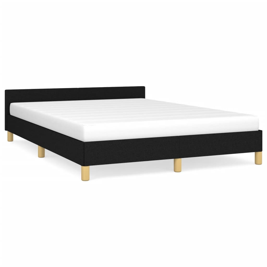 Bed Frame with Headboard Black 137x187 cm Double Fabric