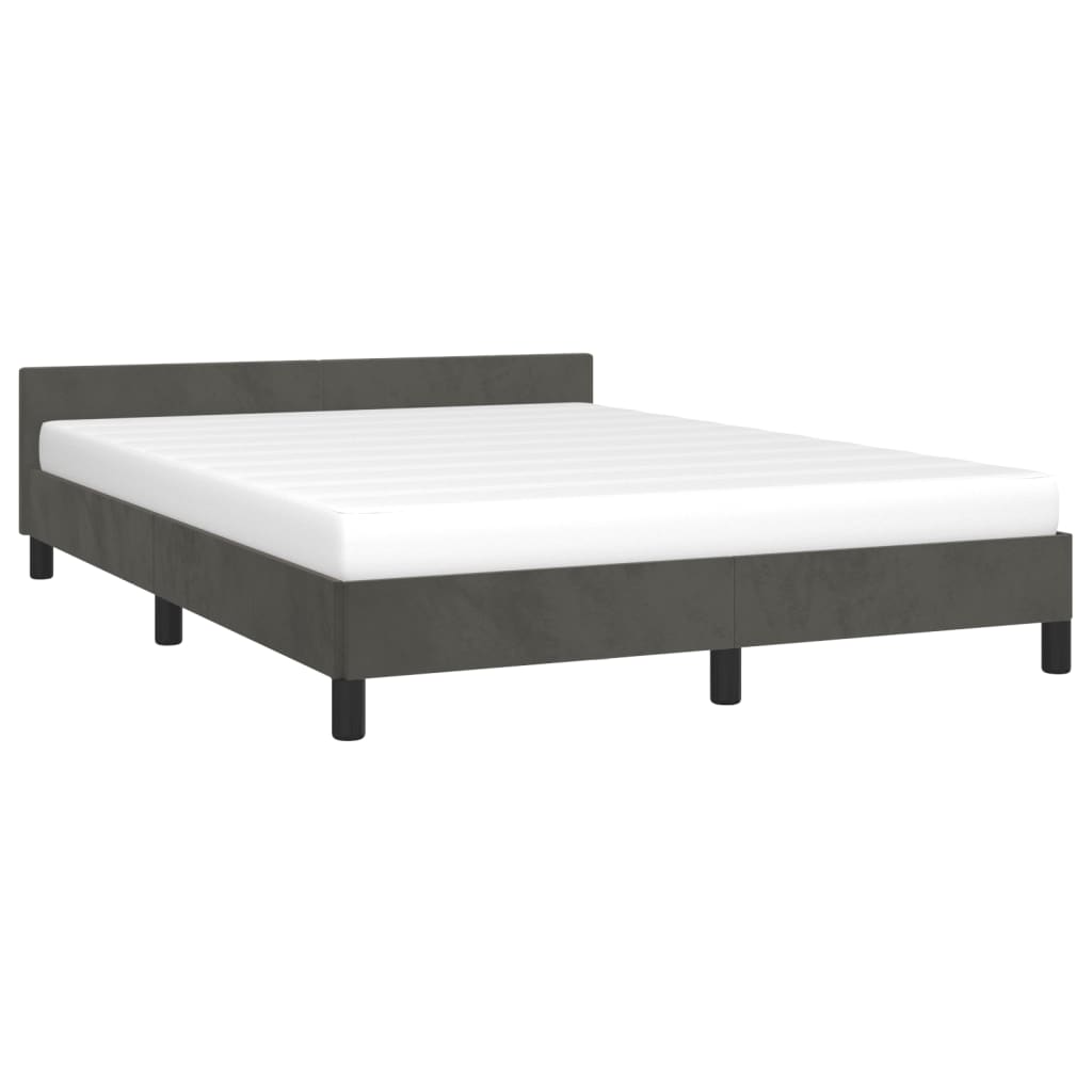 Bed Frame with Headboard Dark Grey 137x187 cm Double Velvet