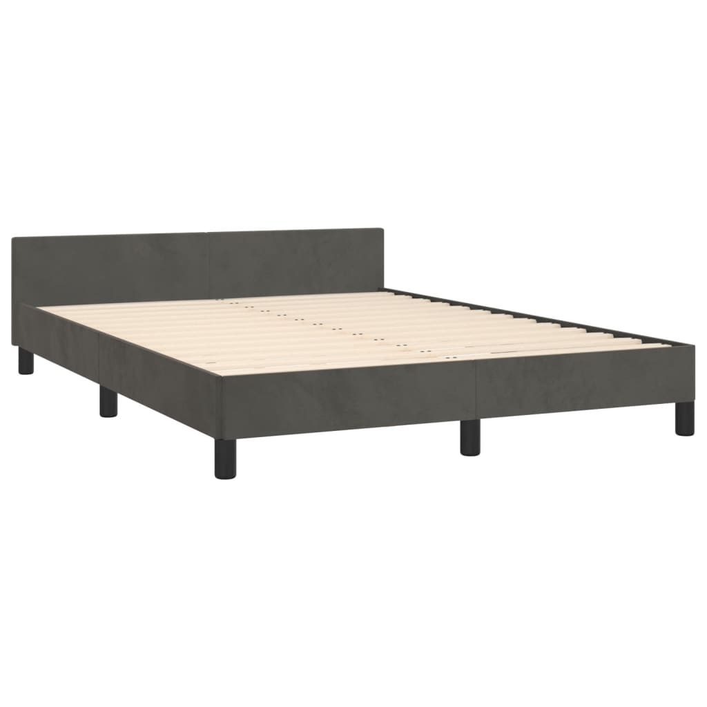 Bed Frame with Headboard Dark Grey 137x187 cm Double Velvet