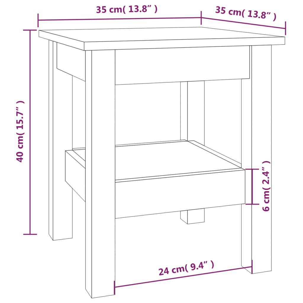 Coffee Table 35x35x40 cm Solid Wood Pine