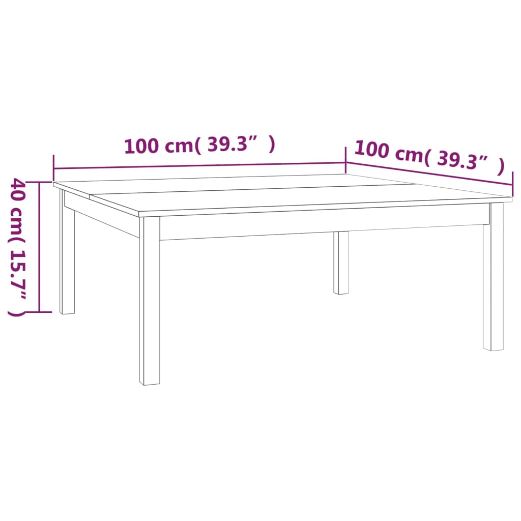 Coffee Table 100x100x40 cm Solid Wood Pine