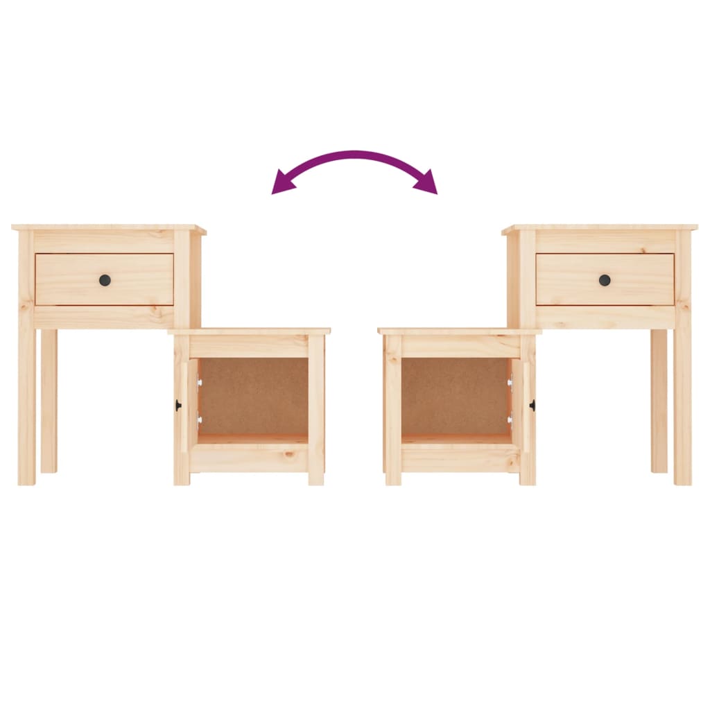 Bedside Cabinets 2 pcs 79.5x38x65.5 cm Solid Wood Pine