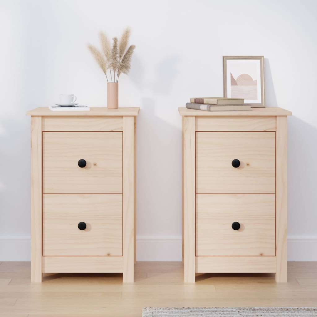 Bedside Cabinets 2 pcs 40x35x61.5 cm Solid Wood Pine