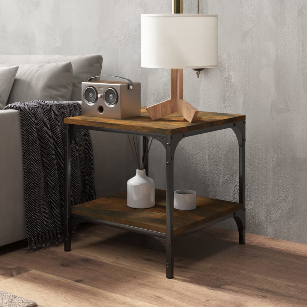 Side Table Smoked Oak 40x40x40 cm Engineered Wood