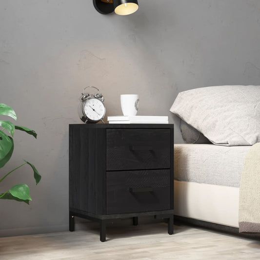 Bedside Cabinet Black 36x30x45 cm Solid Pinewood