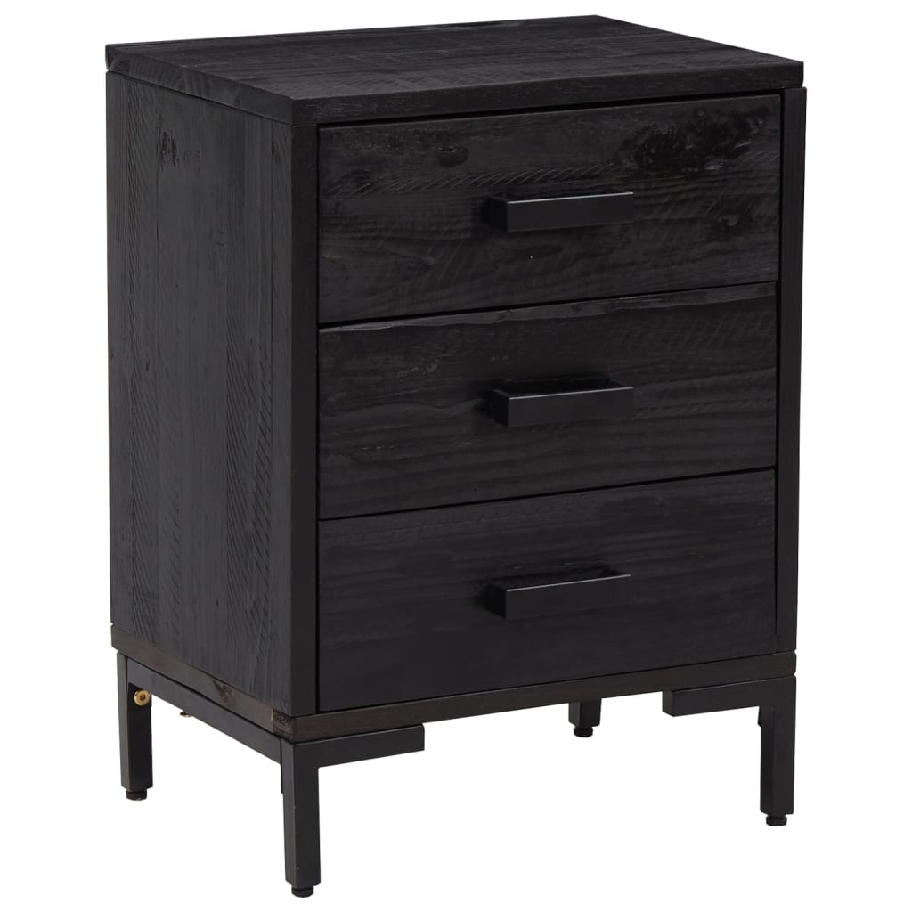 Bedside Cabinet Black 40x30x55 cm Solid Pinewood