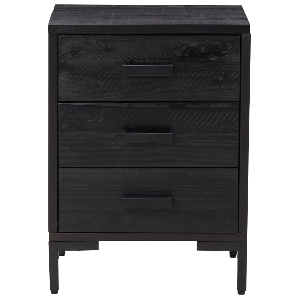 Bedside Cabinet Black 40x30x55 cm Solid Pinewood