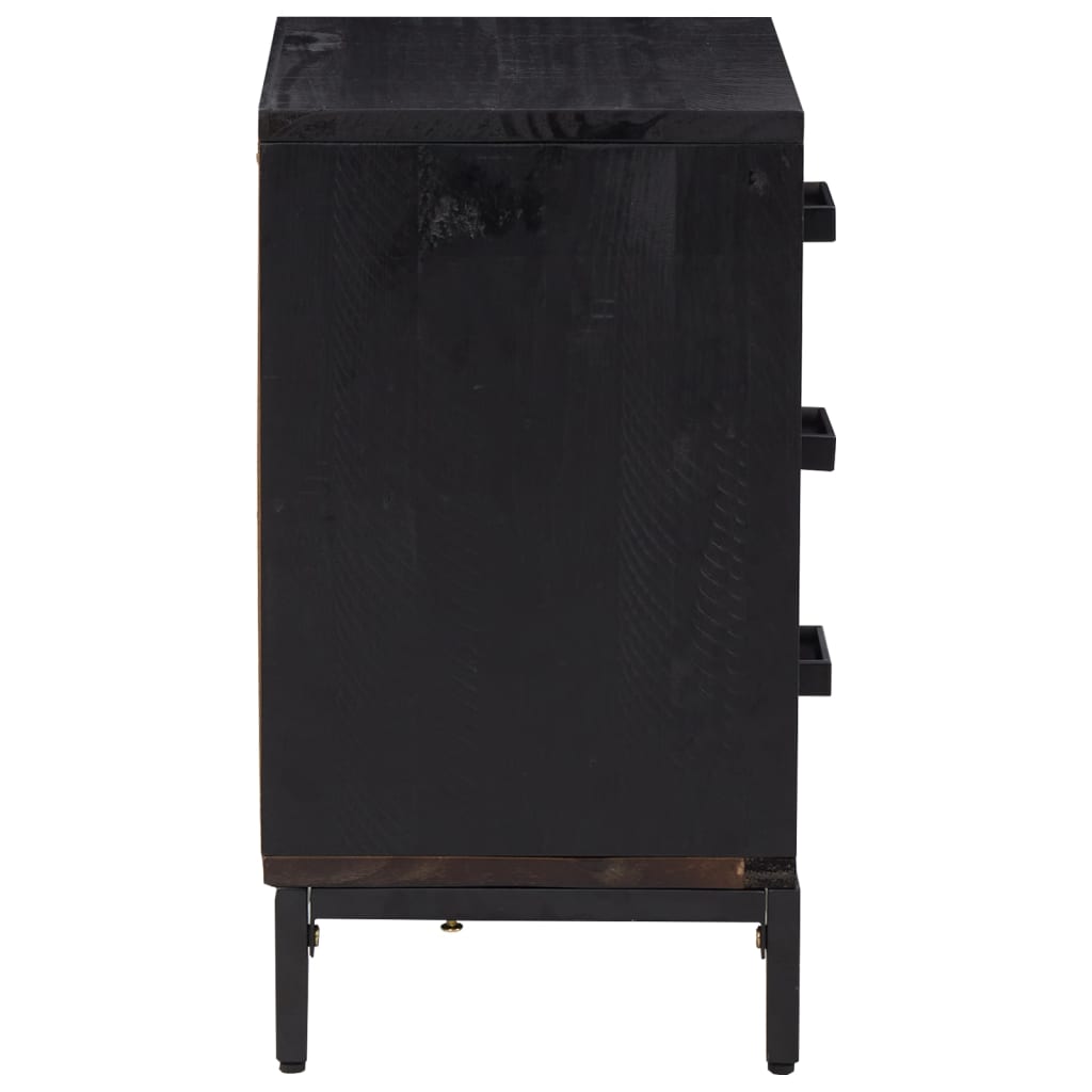 Bedside Cabinet Black 40x30x55 cm Solid Pinewood