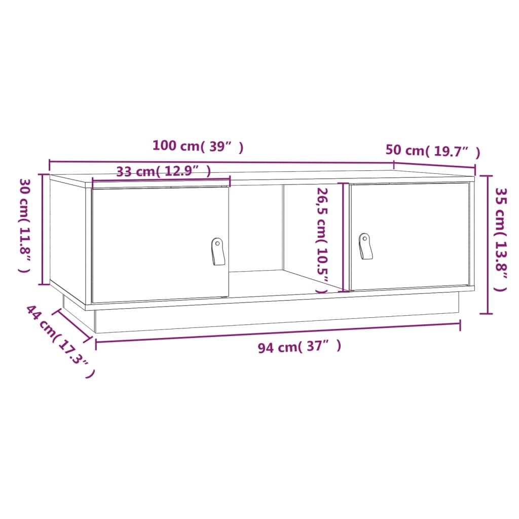 Coffee Table 100x50x35 cm Solid Wood Pine