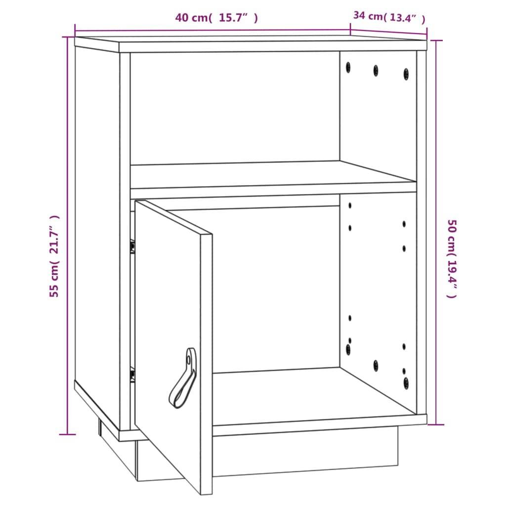 Bedside Cabinets 2 pcs 40x34x55 cm Solid Wood Pine