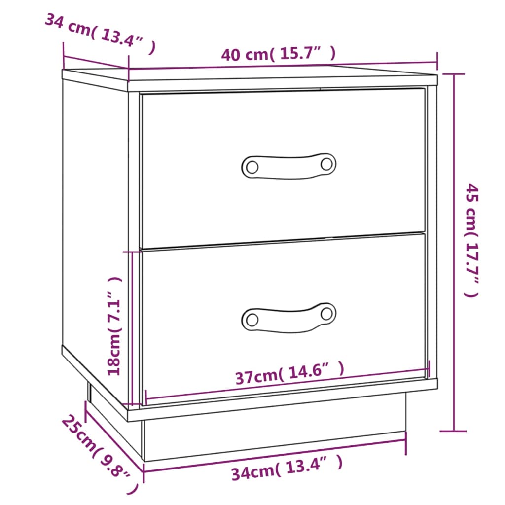 Bedside Cabinets 2 pcs 40x34x45 cm Solid Wood Pine