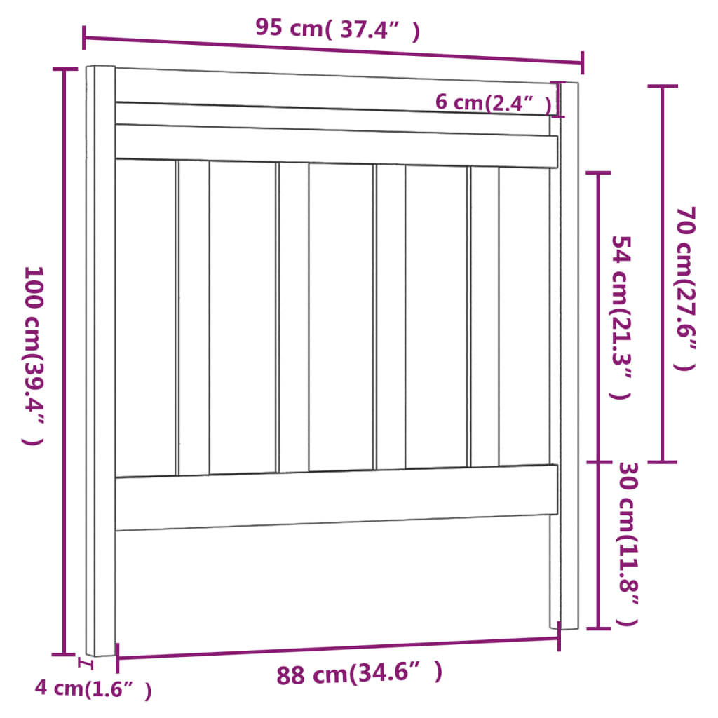 Bed Headboard 95x4x100 cm Solid Wood Pine