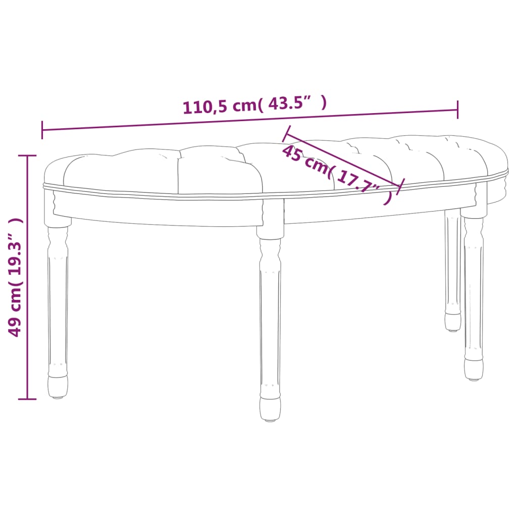 Bench Beige 110.5x45x49 cm linen