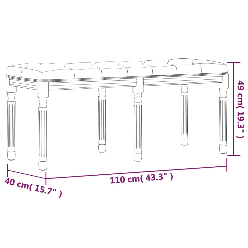 Bench Beige 110x40x49 cm linen